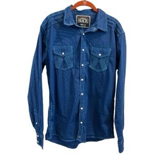 Buckle Black Athletic Fit Western Snap Button Men’s Large Blue Contrast Stitch